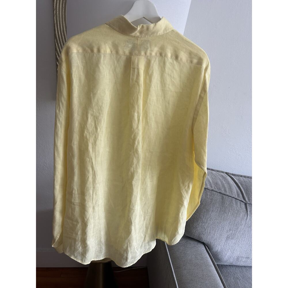 Men's Polo Ralph Lauren Yellow Linen Button Up Shirt Size XL Preppy Summer Beach - Picture 2 of 12